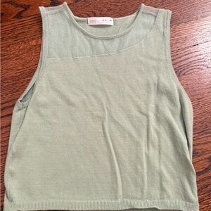 Zara Girls Light Green Sleeveless Knit Top